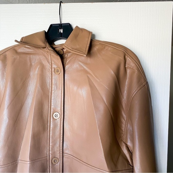 Aritzia Jacket Pelli Hip Shirt Shacket Vegan-Leather Button-Down Saville XS NWT - Picture 5 of 8